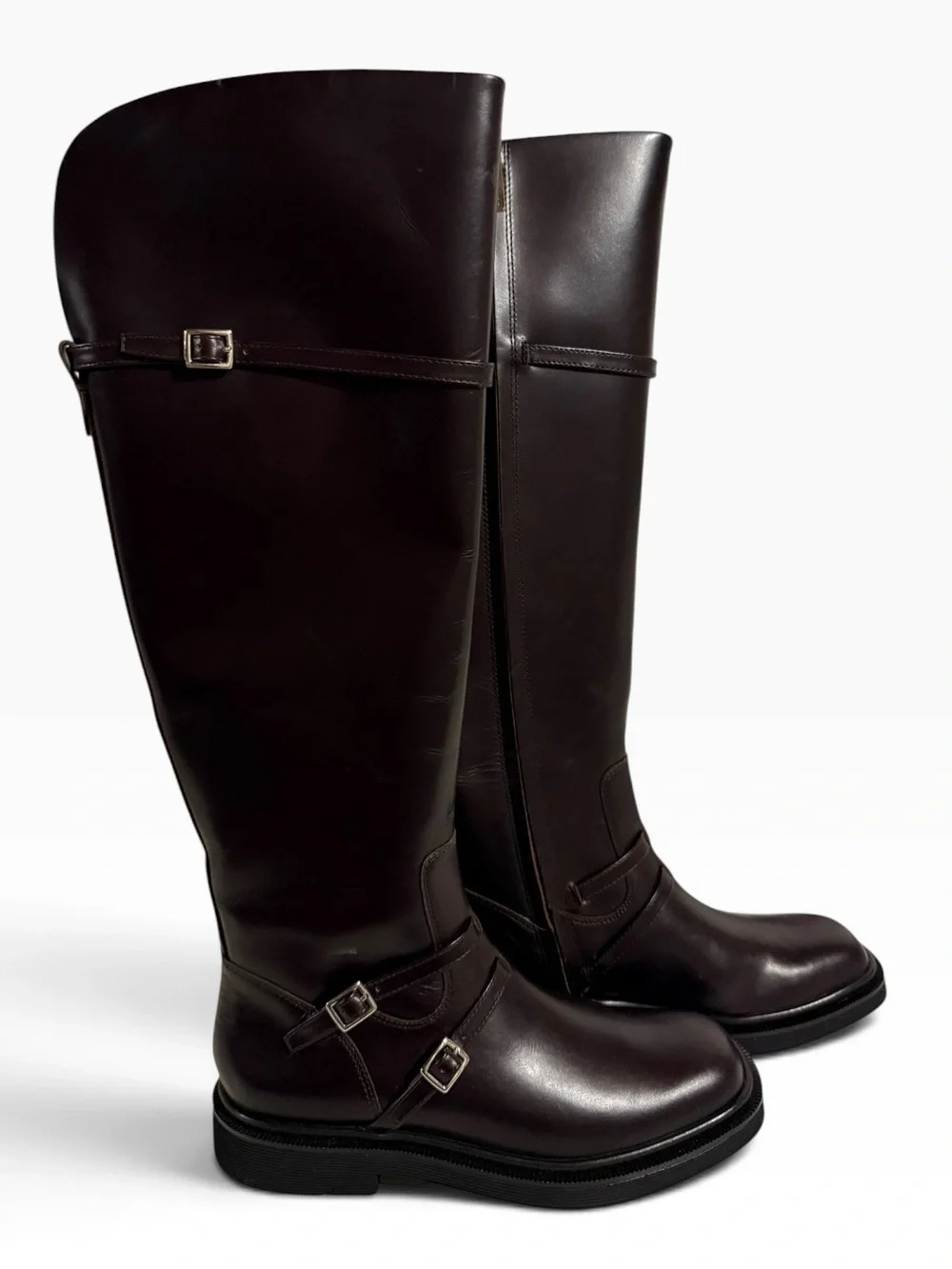 Franco Sarto Women's Leather Riding Boots - Dark Brown